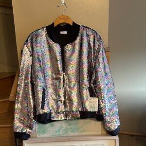 LuLaRoe NWT rainbow pastel Sequin bomber Jacket